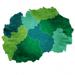  Magnetic map of Macedonia, illustrated, green