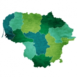  Magnetic map of Lithuania, illustrated, green