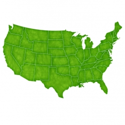 Magnetic map of United States of America, illustrated, green