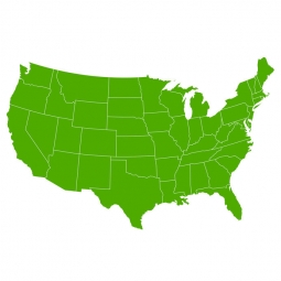  Magnetic map of United States of America, illustrated, green