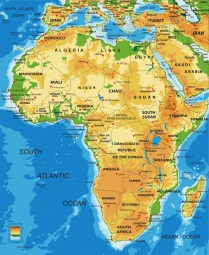  Magnetic map of Africa, geographic, colored