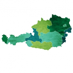  Magnetic map of Austria, illustrated, green-blue