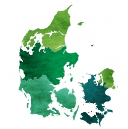  Magnetic map of Denmark, illustrated, green-blue