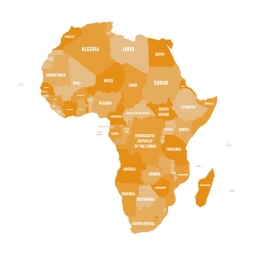  Magnetic map of Africa, illustrated, Orange