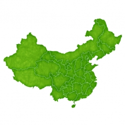  Magnetic map of China, illustrated, green