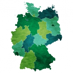  Magnetic map of Germany, illustrated, green-blue