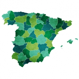  Magnetic map of Spain, illustrated, green-blue