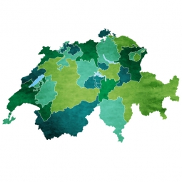  Magnetic map of Switzerland, illustrated, green-blue