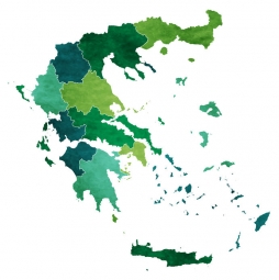  Magnetic map of Greece, illustrated, green-blue