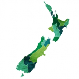  Magnetic map of New Zealand, illustrated, green-blue