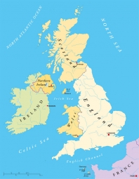  Magnetic map of Great Britain, illustrated, colored