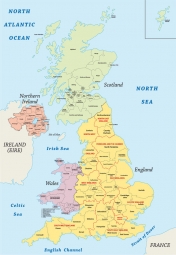  Magnetic map of Great Britain, administrative, colored