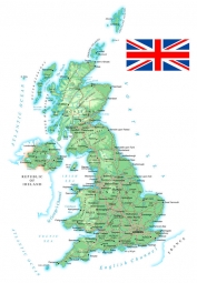  Magnetic map of Great Britain, detailed, colored
