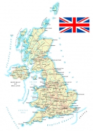  Magnetic map of Great Britain, detailed, colored