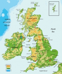  Magnetic map of Great Britain, geographic, colored