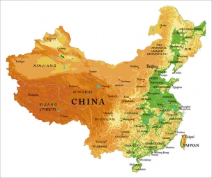 Magnetic map of China, geographic, colored