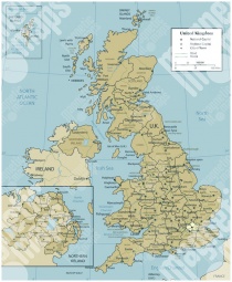  Magnetic map of Great Britain, illustrated, green-blue