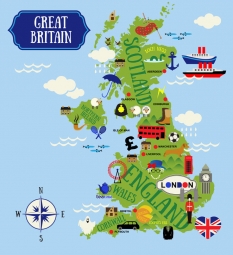  Magnetic map of Great Britain, children's, colored