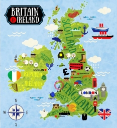  Magnetic map of Great Britain, children's, colored