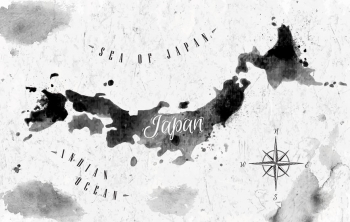  Magnetic map of Japan, watercolor, black