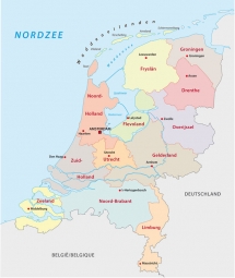  Magnetic map of Netherlands, administrative, colored