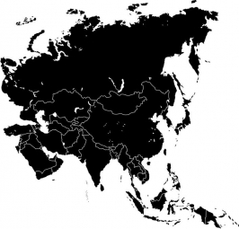  Magnetic map of Asia, illustrated, black