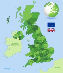  Magnetic map of Great Britain, administrative, green