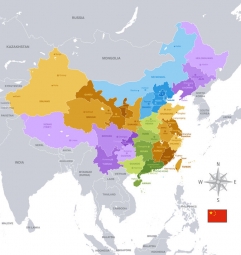  Magnetic map of China, administrative, colored