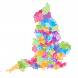  Magnetic map of England, administrative, colored