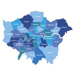  Magnetic map of London, administrative, blue