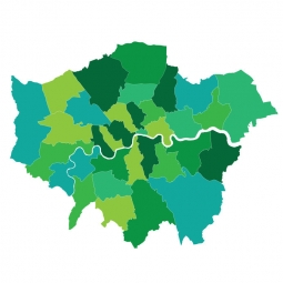  Magnetic map of London, administrative, green