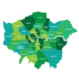  Magnetic map of London, administrative, green