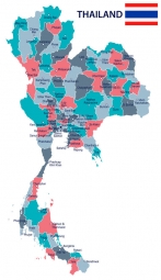  Magnetic map of Thailand, illustrated, colored