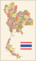  Magnetic map of Thailand, illustrated, colored