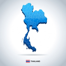  Magnetic map of Thailand, illustrated, blue