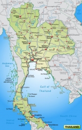  Magnetic map of Thailand, roads, green