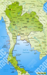  Magnetic map of Thailand, illustrated, green