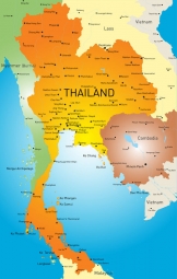 Magnetic map of Thailand, illustrated, colored