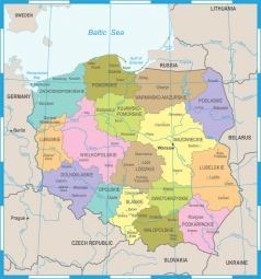  Magnetic map of Poland, political, colored