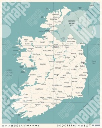  Magnetic map of Ireland, illustrated, detailed