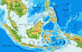  Magnetic map of Indonesia, geographic, colored