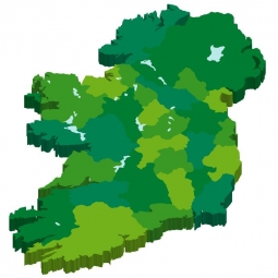  Magnetic map of Ireland, illustrated, green