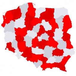  Magnetic map of Poland, illustrated, red-white