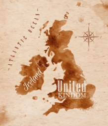  Magnetic map, watercolor, brown