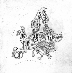  Magnetic map of Europe, illustrated, black