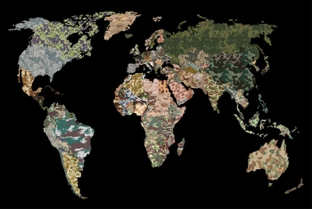  Magnetic map of world, illustrated, colored