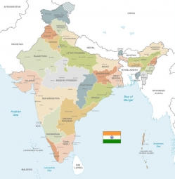  Magnetic map of India, vector, colored