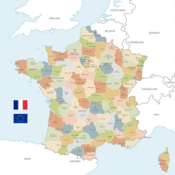  Magnetic map of France, vector, colored