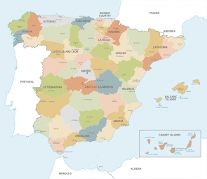  Magnetic map of Spain, vector, colored