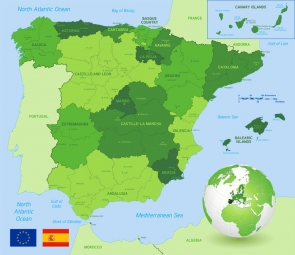  Magnetic map of Spain, political, green